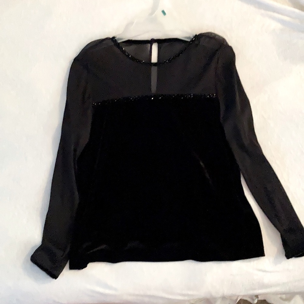 R & K Fashions Velvet & Sheer Top